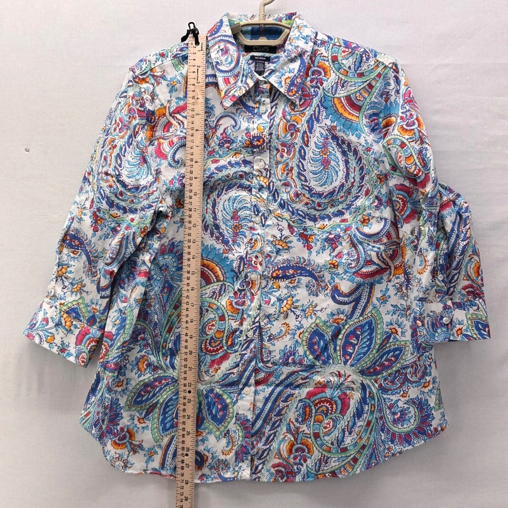 Chaps Paisley Button Up Shirt‎ Blue 1X - Picture 12 of 13